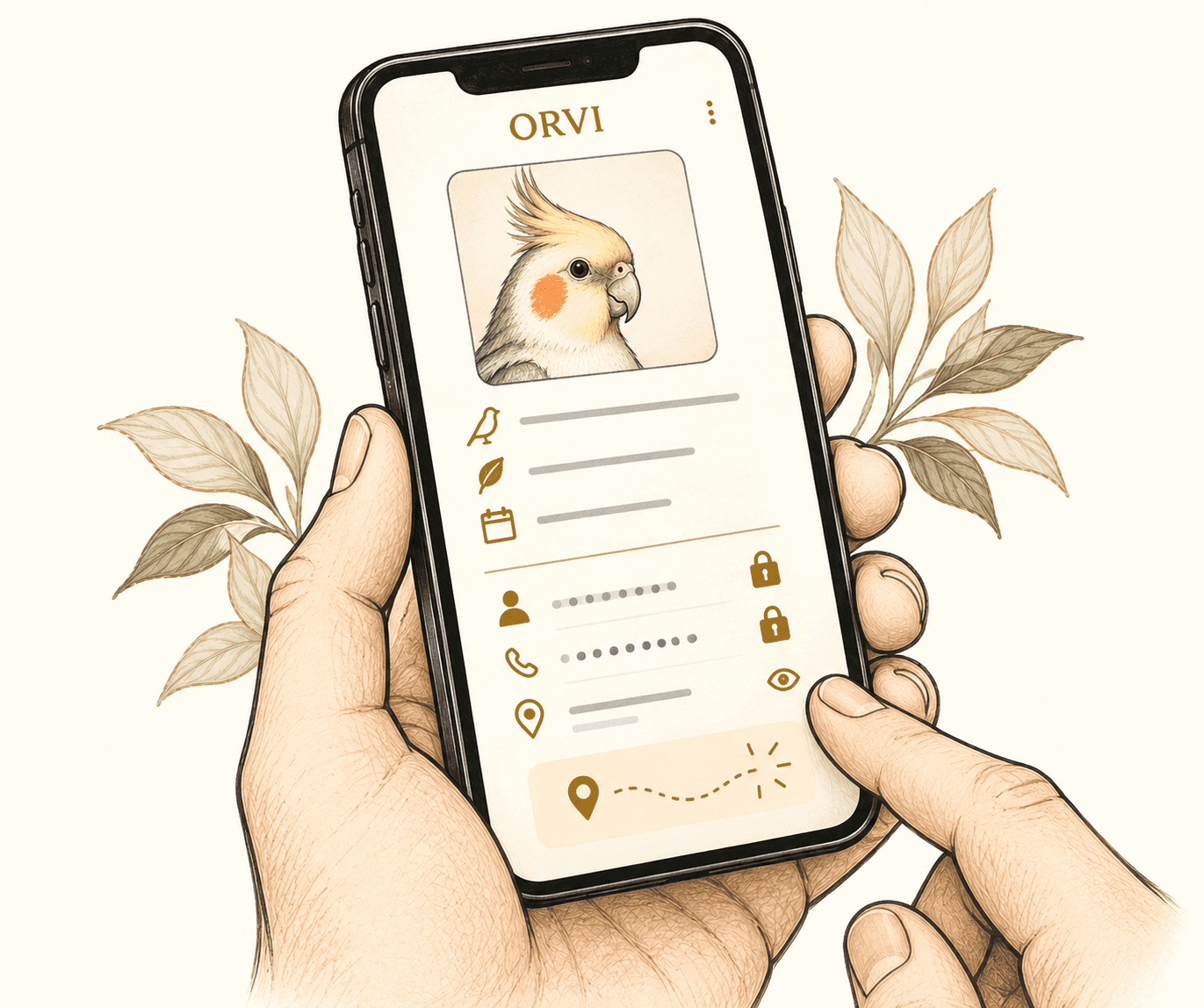 Illustration of protected information in an ORVI bird identity profile.